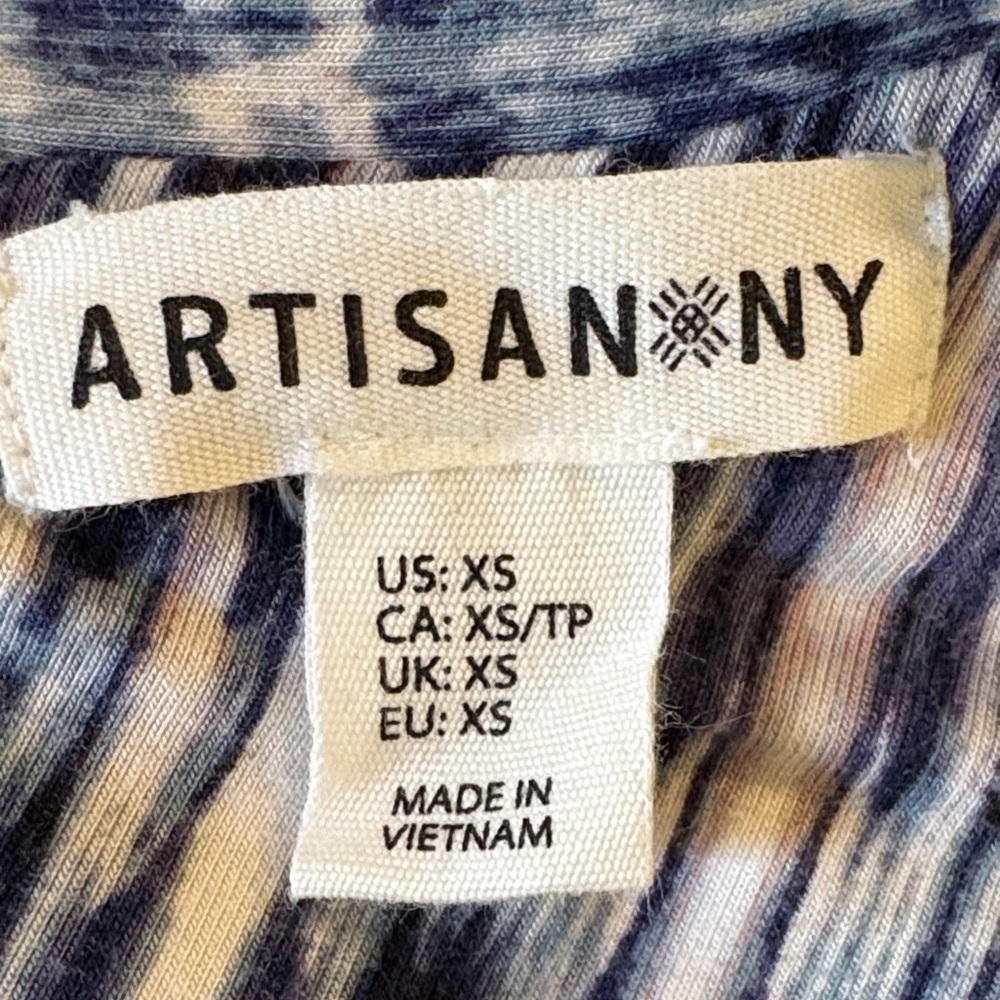 Artisan NY Navy, Ivory and pale pink tie dye pattern midi sleeveless dress NWOT - Picture 2 of 8